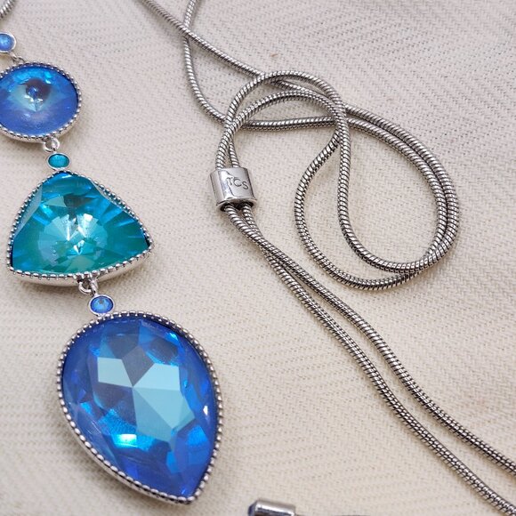 Touchstone Crystal Blue & Turquoise Adjustable Necklace - Picture 2 of 3